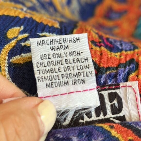 Sante V Neck Multicolored Multi Patterned House Lounge or Summer Rayon Dress - Picture 8 of 8